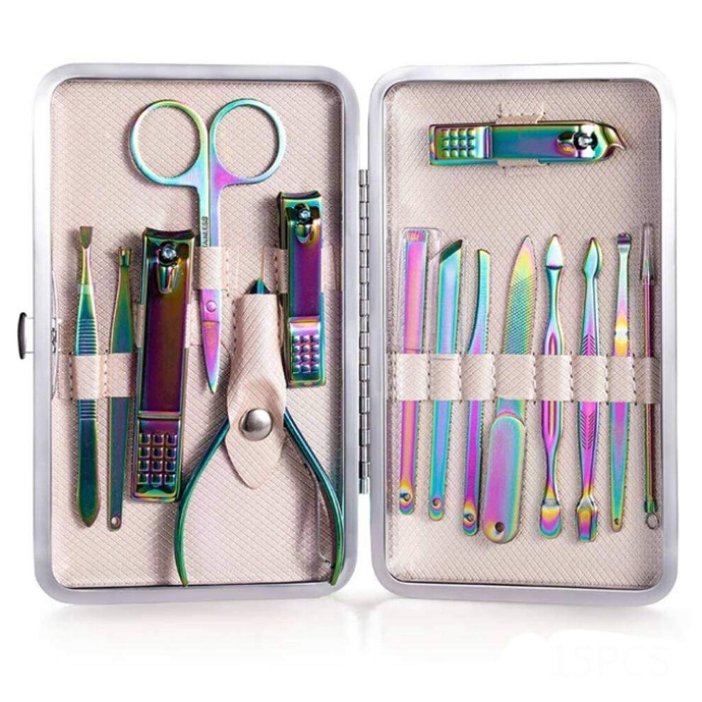 Professional Manicure Pedicure Set, 15pcs Stainless Steel Nail Care Kit with RustResistant Tools