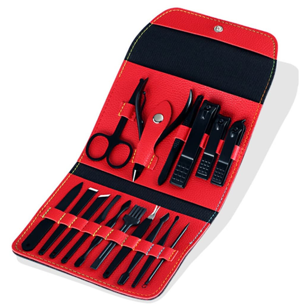 Professional Manicure and Pedicure Set 16in1 Stainless Steel Nail Care Kit with Travel Case