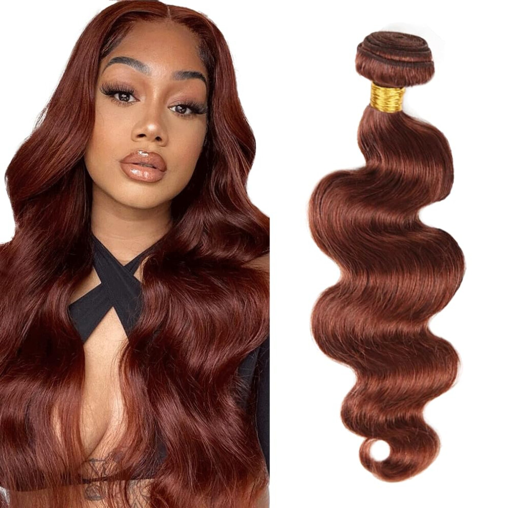 Brazilian Body Wave Hair Color 33 Auburn Human Hair Bundle 34 Inch Virgin Extensions