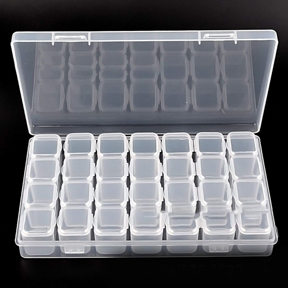 28 Compartment Transparent Pill Organizer Box for Medication and Jewelry Storage Removable Design