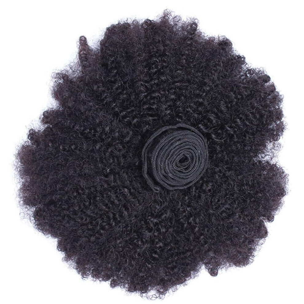 Unisex Black Afro Kinky Curly Human Hair Bundles 12 Inch Natural #1B Double Weft Full Volume Extensions