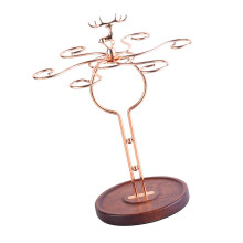 Wine Glass Holder for 6 Glasses, Wood and Iron Countertop Rack with Elegant RustResistant Design