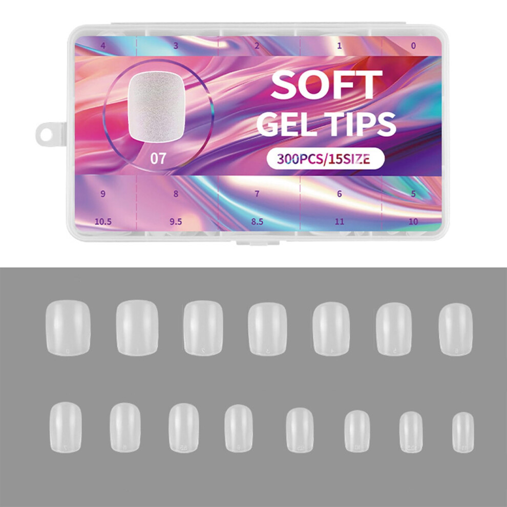 300 Pieces Short Matte Acrylic Nail Tips Full Cover Pre Shaped Fake Nails for Salon and Home Use