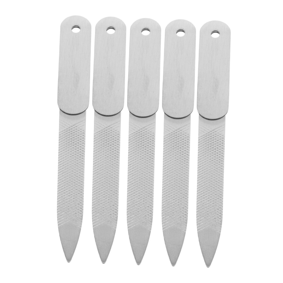 5pcs Stainless Steel Double Sided Nail Files for Manicure Pedicure Natural Nails Home Salon