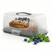 GEEZY Rectangular Cake Carrier Box Handle Lid Plastic Storage Container Loafs Baguette