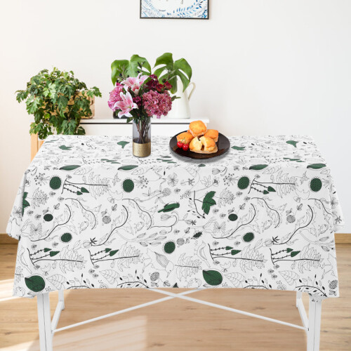 World Map Washable Tablecloth, Durable Cotton Linen Rectangular Table Cloth for Dinner, Vintage Home Decoration 1
