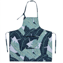 Tropical Leaf Bib Apron Durable Key Storage Box Adjustable Neck Strap Water Resistant Oxford Fabric Summer Palm Leaf Pattern Apron Multi Pocket