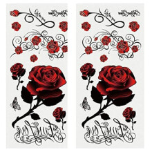 2Pcs 3D Flower Temporary Tattoos Red Rose Butterfly Dragon Design Fake Tattoo Stickers for Body Art