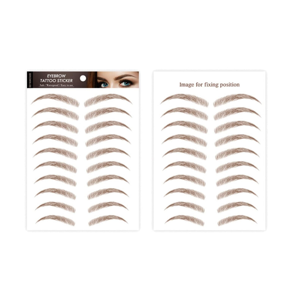 Brown 4D Hairlike Waterproof Eyebrow Tattoo Stickers, Reusable Natural Fake Eyebrows For Women