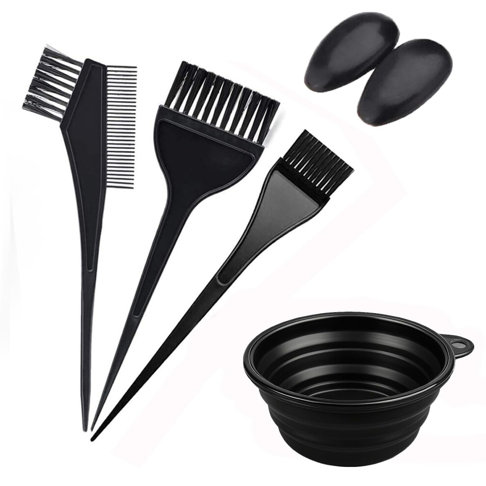 Hair Dye Brush Set with Mixing Bowl, Comb, Ear Covers, 6pcs Hair Coloring Kit for Home and Salon