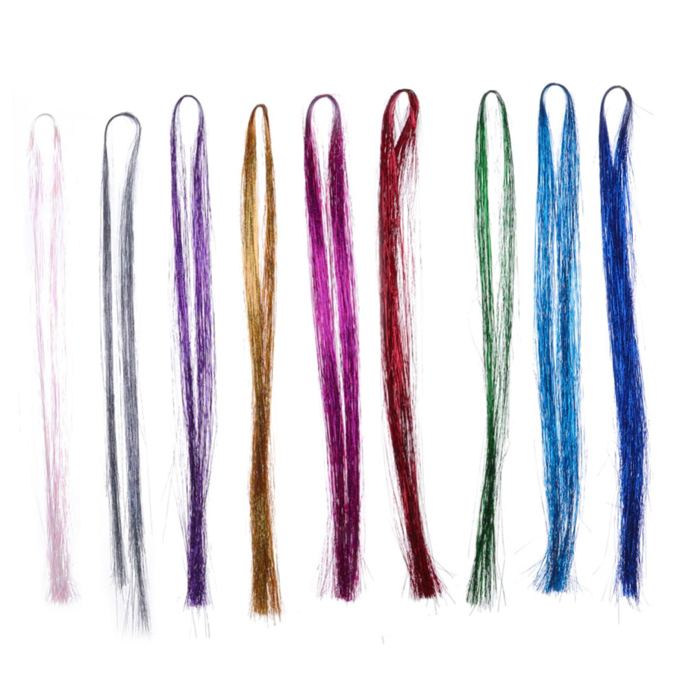 Unisex Tinsel Hair Extensions 1000 Strands Multicolor Glitter 35 Inch Long Sparkle For Party Styling