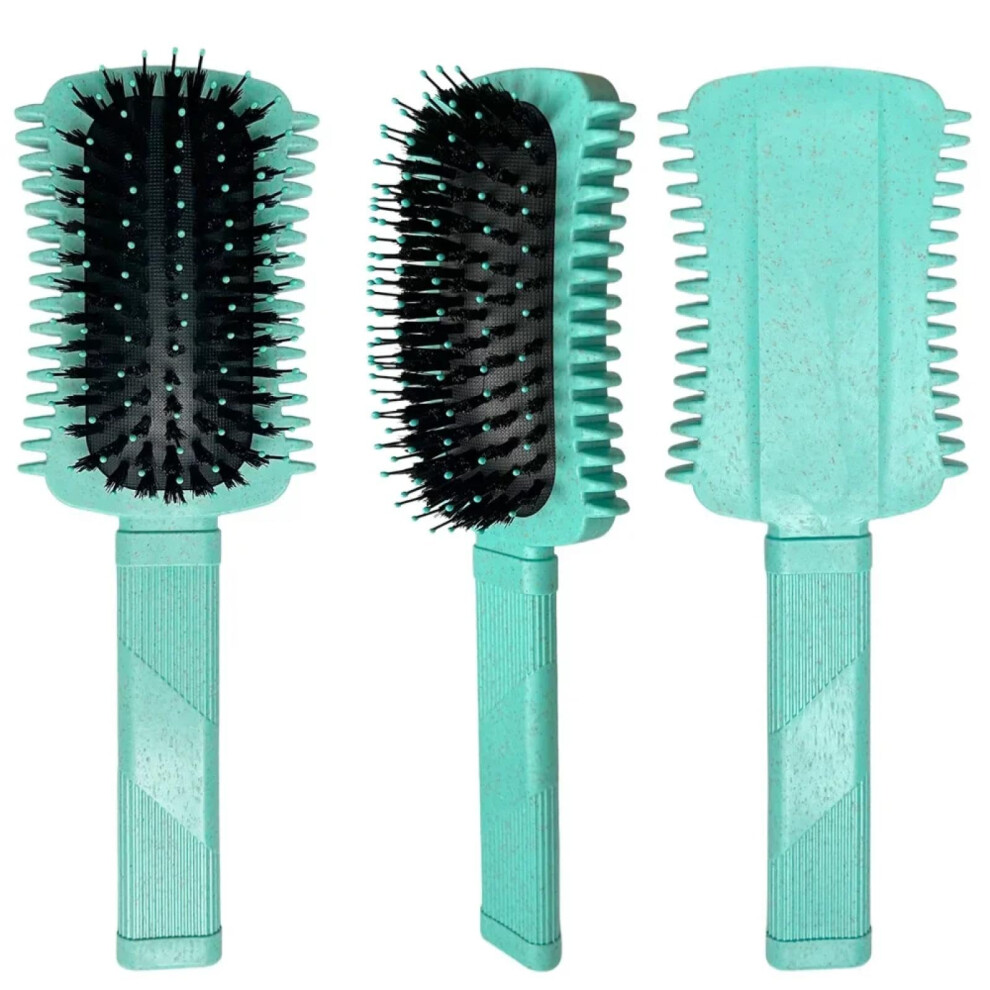 Green Curl Defining Brush With Ergonomic Grip, Vented Detangling For Curly Hair, 1Pc