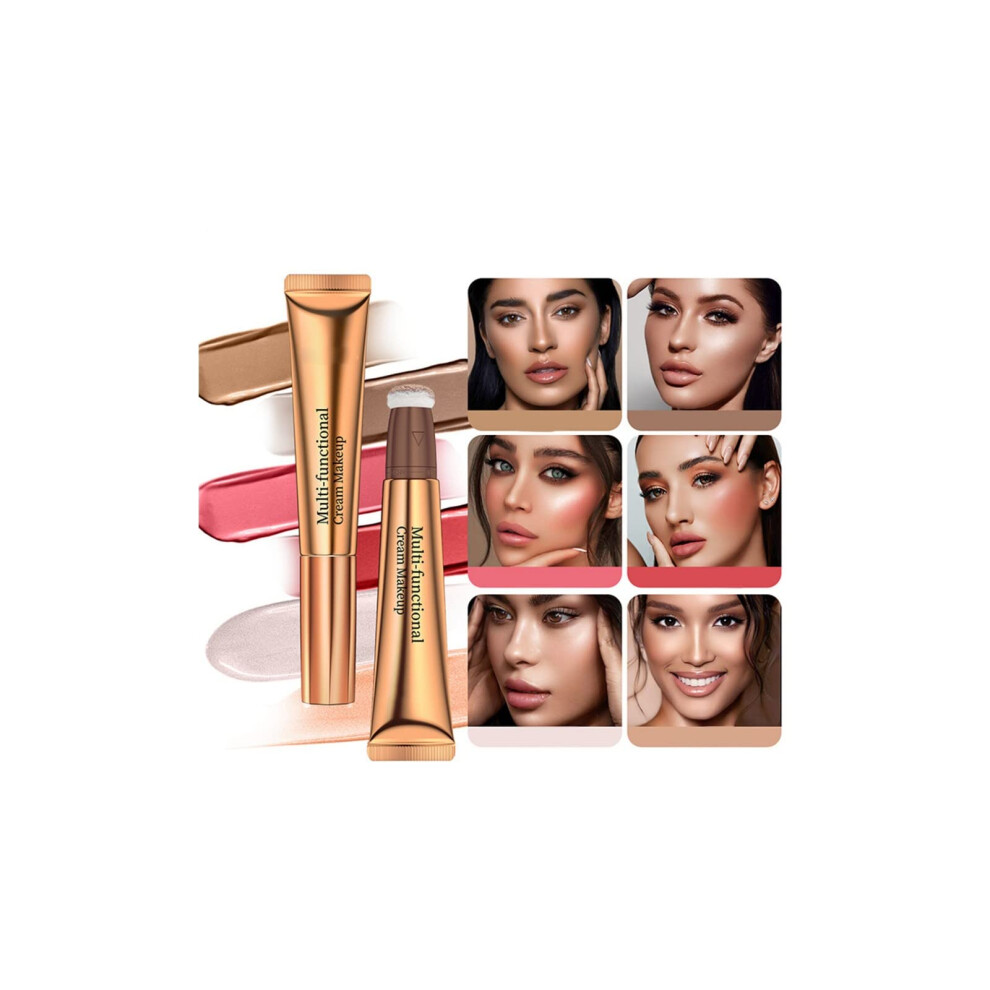 Contour Stick with Builtin Cushion Applicator, Creamy Blendable Highlight for Natural Hydrated Finish