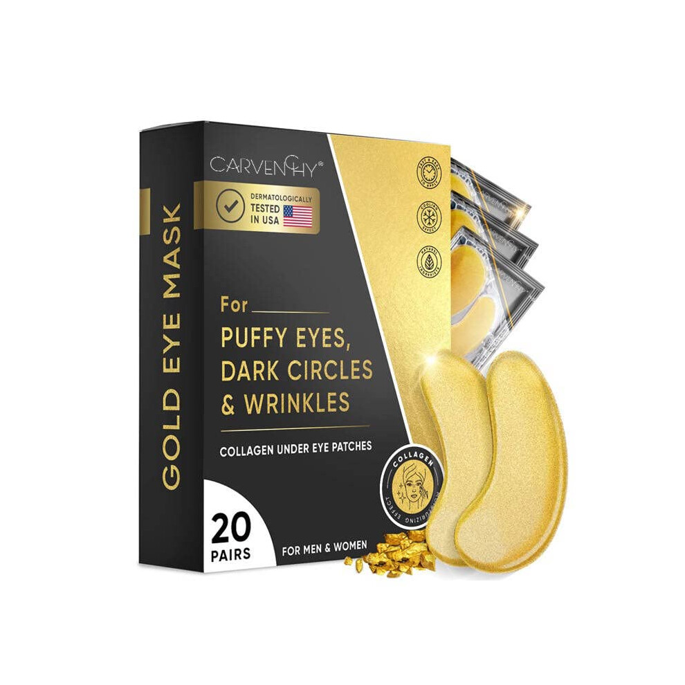 Under Eye Patches 20 Pairs Gold Collagen Eye Mask for Dark Circles, Puffiness and Fine Lines