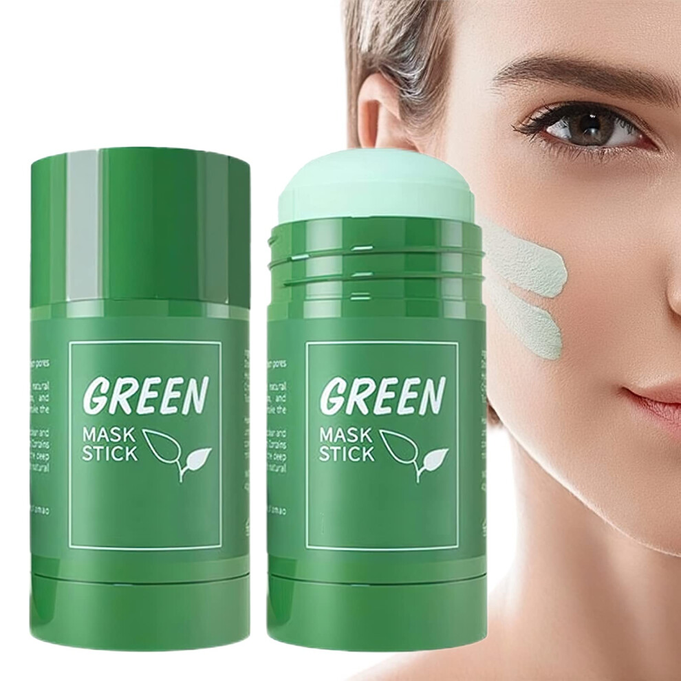 Green 2Pcs Tea Mask Stick Clay Face Mask For Deep Cleansing Blackhead Removal And Pore Tightening