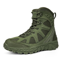 Men's Tactical Hiking Boots with Deep Tread Rubber Sole, Secure Lacing, Green UK 9.5