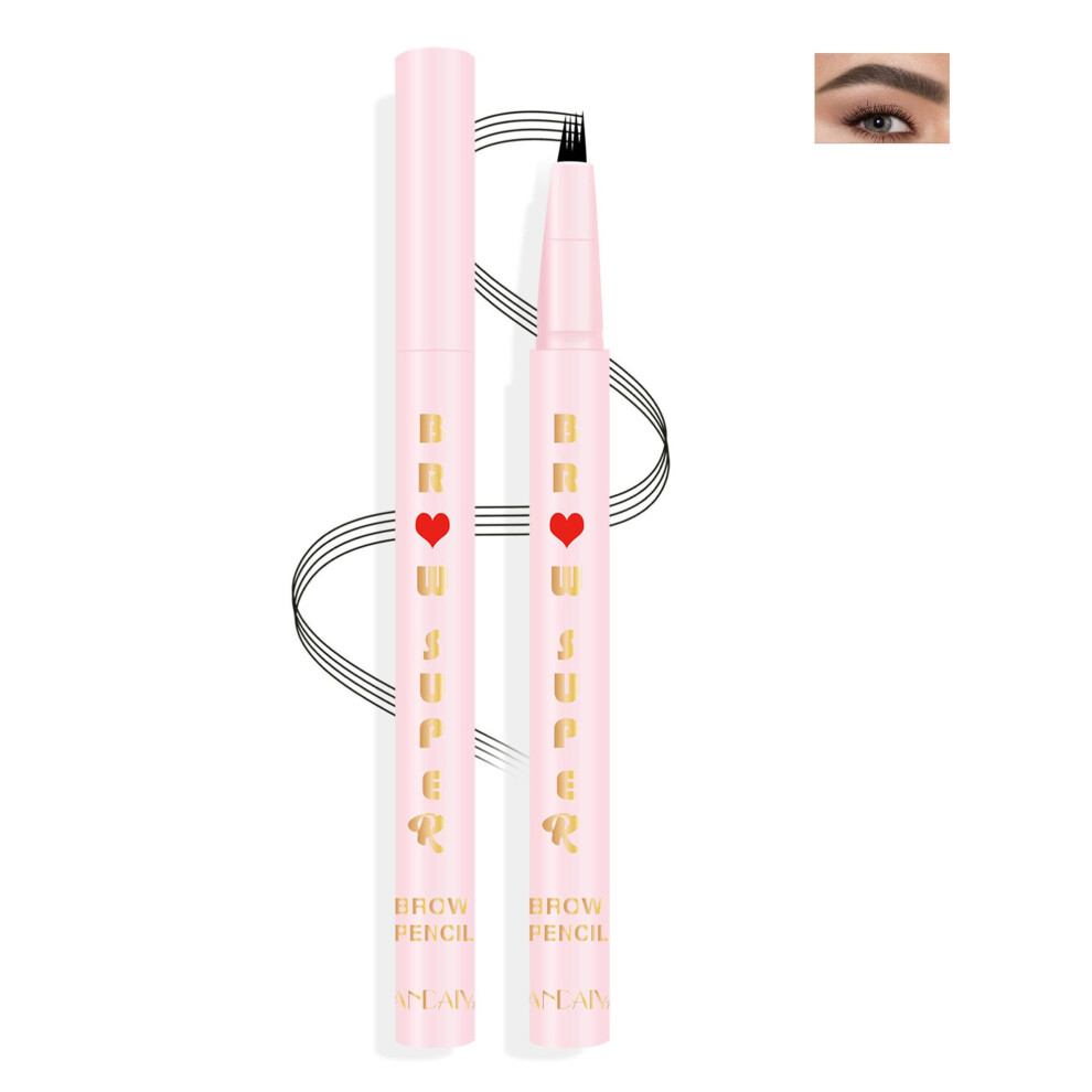 Waterproof Microblading Eyebrow Pencil 4 Fork Tip for Natural Hair Strokes Long Lasting 04#