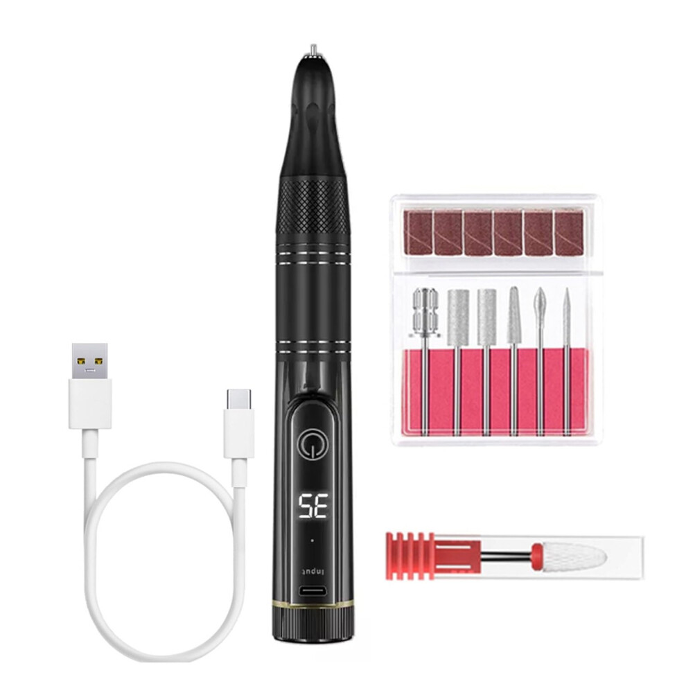 Cordless Rechargeable Electric Nail Drill with LED Display, Variable Speed for Acrylic and Gel Nails