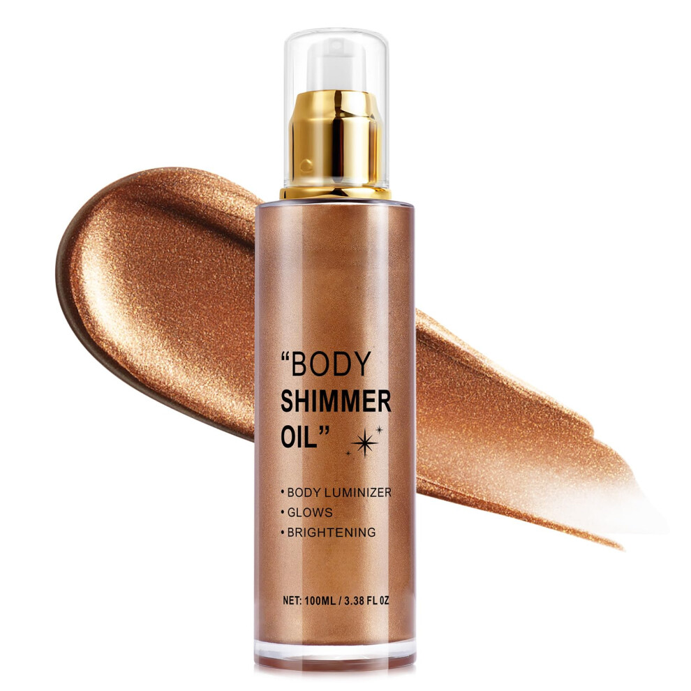 Bronze Body Shimmer Oil Highlighter With Instant Glow And Deep Hydration For Face And Body