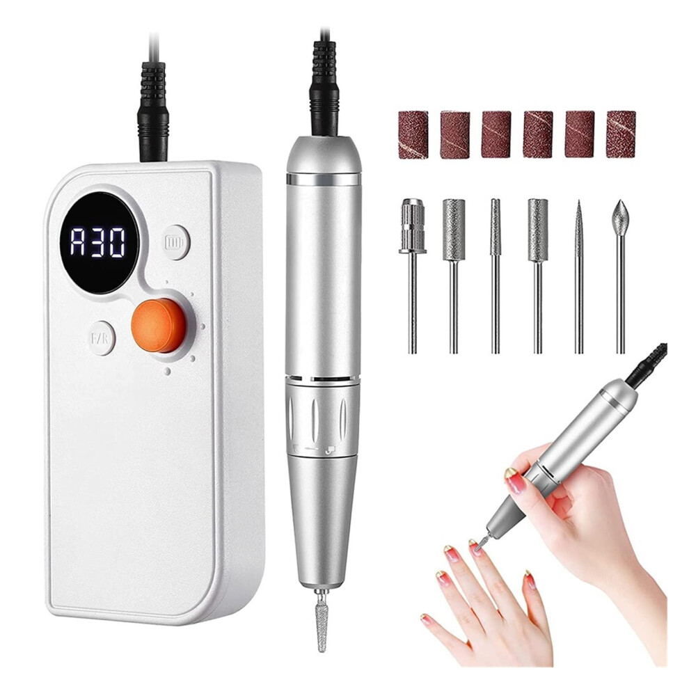 Electric Nail Drill with Variable Speed and Reverse, Rechargeable Nail File for Home and Salon