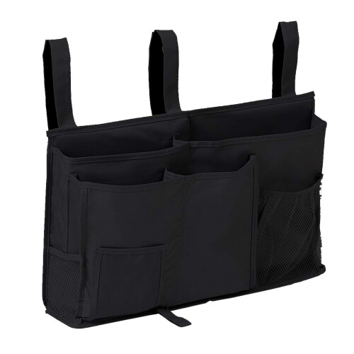 Bedside Storage Caddy Organizer with 8 Compartments, Hanging Bag for  Items, Black