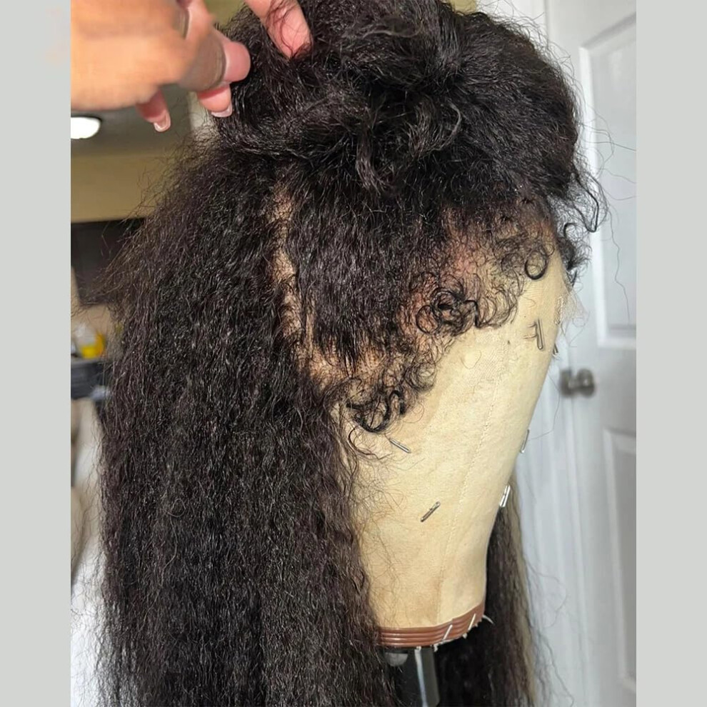 Unisex 14 Inch 360 Lace Wig Brazilian Virgin Human Hair Hd Transparent Lace Glueless Pre Plucked