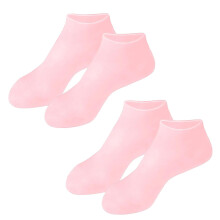 Moisturizing Gel Socks for Dry Cracked Feet, Silicone Spa Socks with Aloe, Soft Skin Care Pink 2pcs