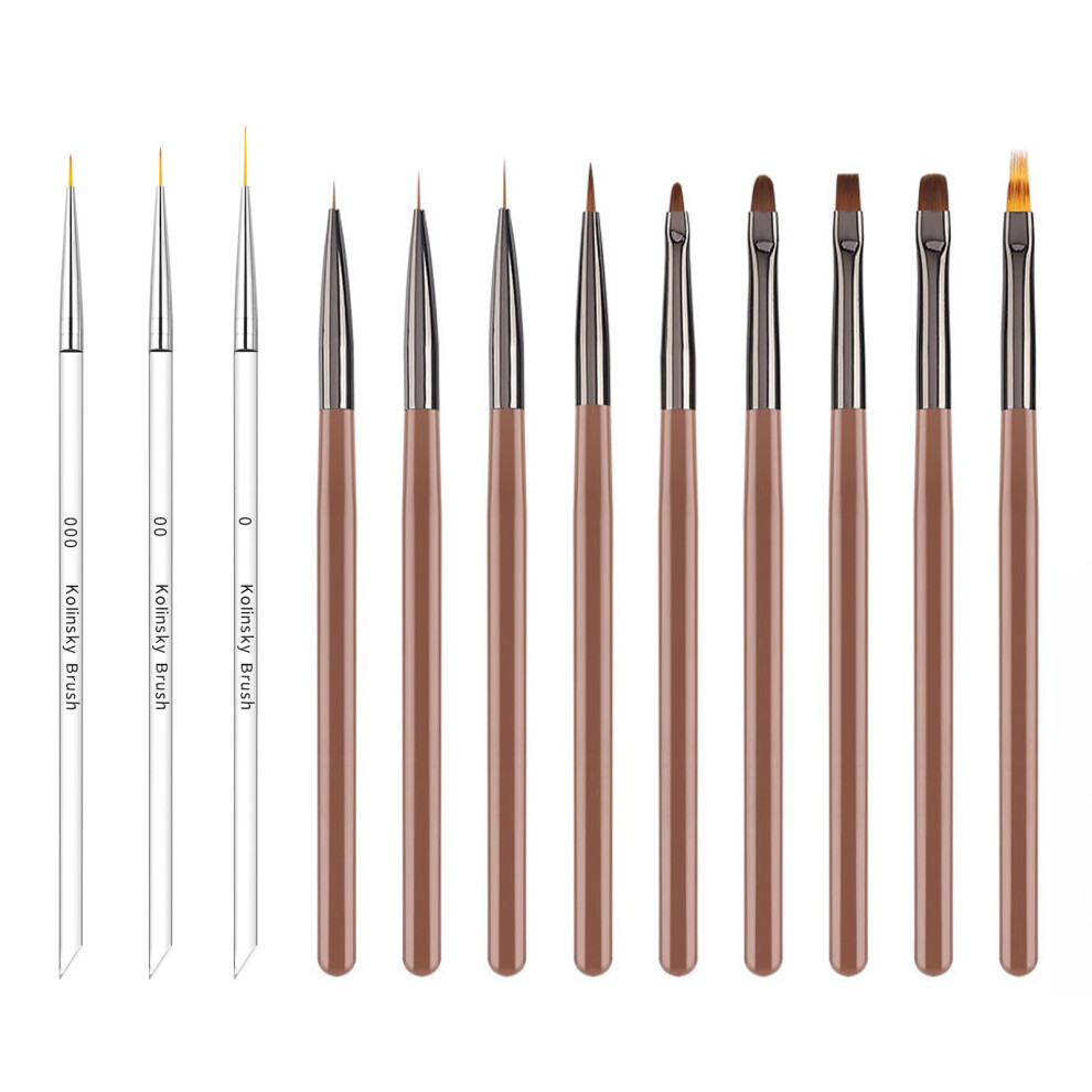 12pcs Nail Art Brushes Set with Precision Liner Brushes for Gel Polish and DIY Manicure