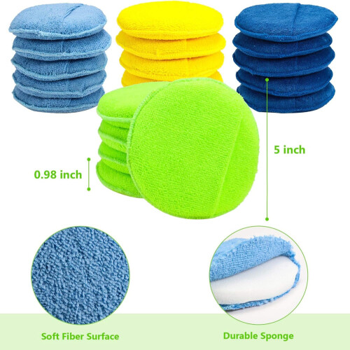 Tamponi applicatori per cera per detailing, con codice colore, in morbida microfibra assorbente e spugna, 20 pezzi 1