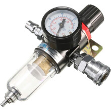Kompaktný vzduchový filter pre postrekovače, poloautomatický vypúšťací ventil uľahčuje jednoduché odstránenie vody, manometer zaisťuje