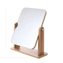 Makeup Vanity Mirror Wooden Frame Large Portable Desktop Dressing Mirror for Bedroom and Living Room (S)