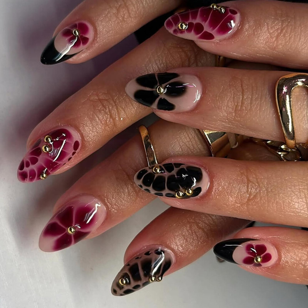 Glossy Press On Nails Set with Natural Curvature Fit and Quick Glue Application for Salon Look
