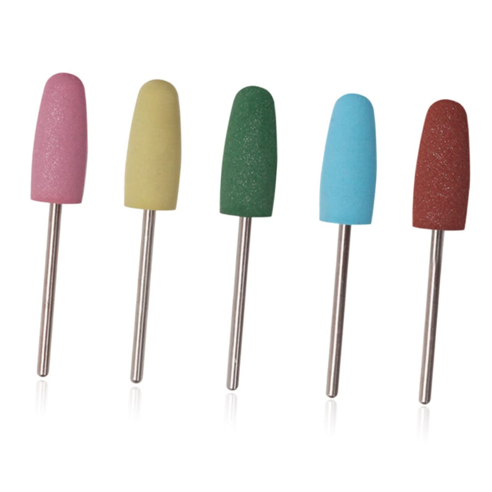 5pcs Nail Drill Bits Set with Protective Rubber Heads for Manicure and Precise Finishing