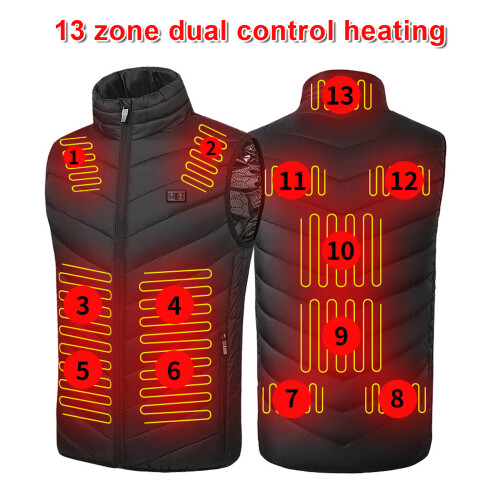 Leichter schwarzer elektrischer Heizweste 3-Temperaturen, Polyester, M 2