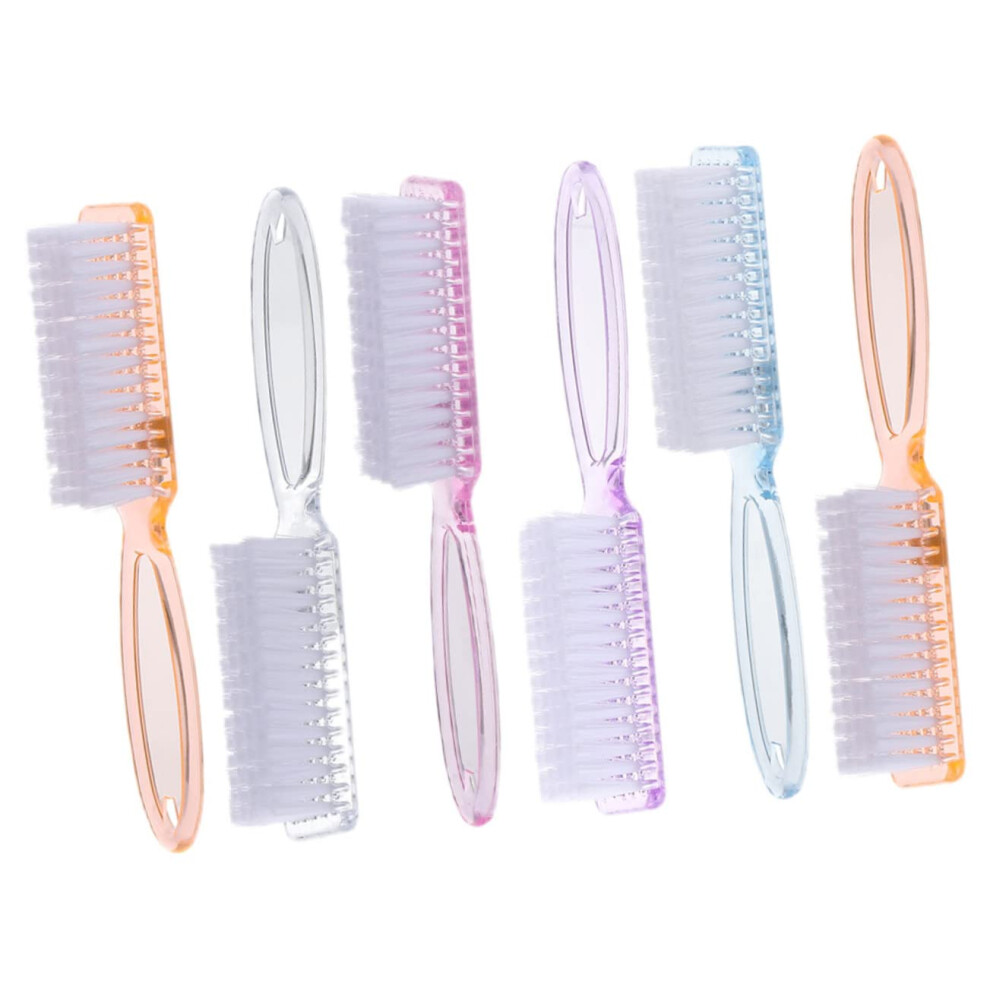 6pcs Ergonomic Long Handle Nail Cleaning Brush for Manicure Pedicure with Hanging Hook