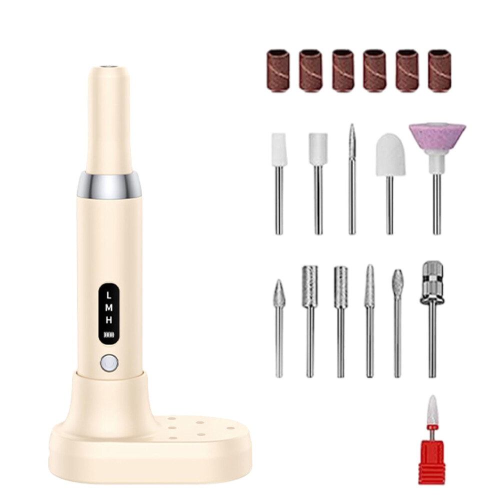 Electric Nail Drill 15000 RPM Rechargeable with Bits for Manicure Pedicure and Gel Polish Removal