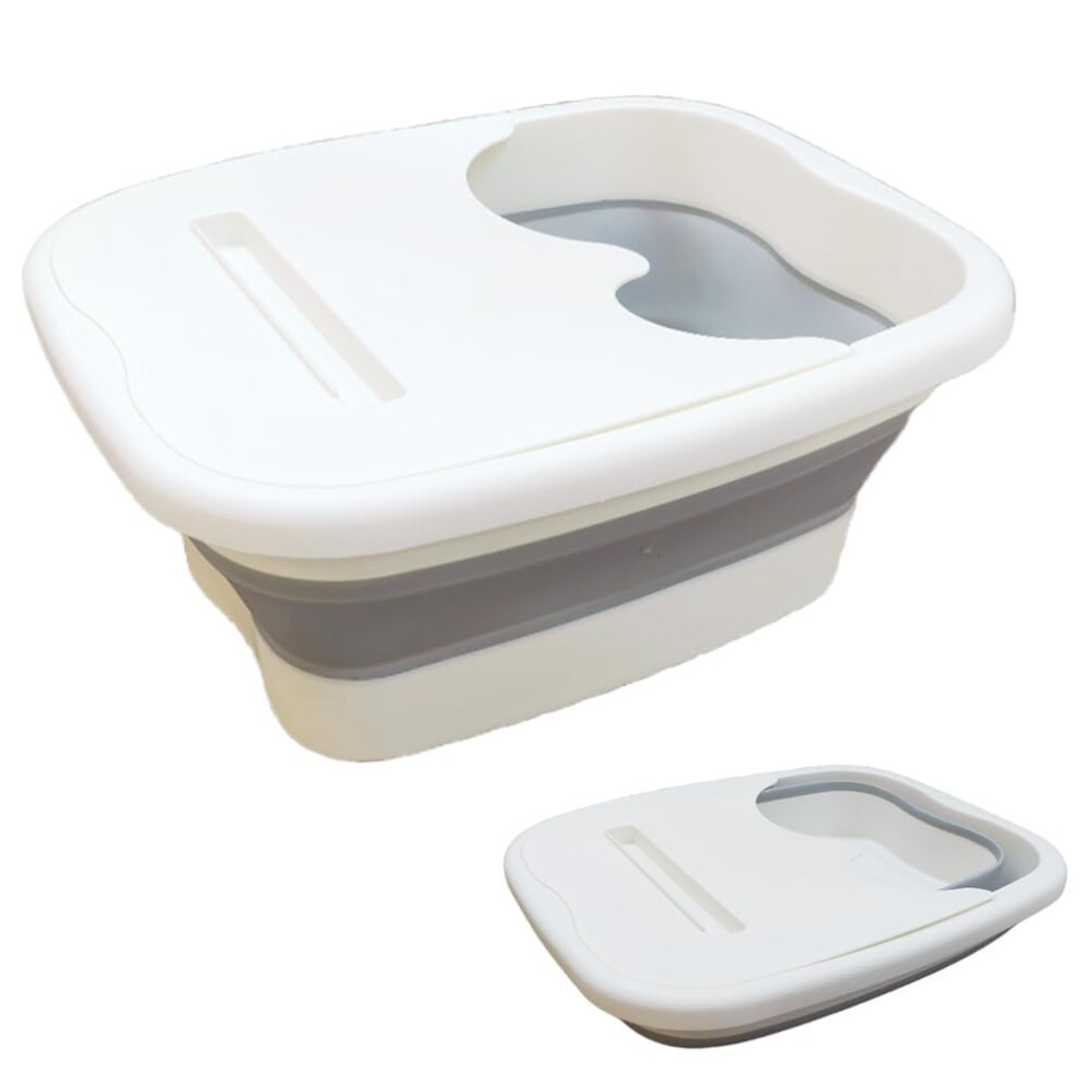 White Collapsible Foot Bath With Massage, 15L Foldable Foot Soak Tub, Durable Plastic Basin