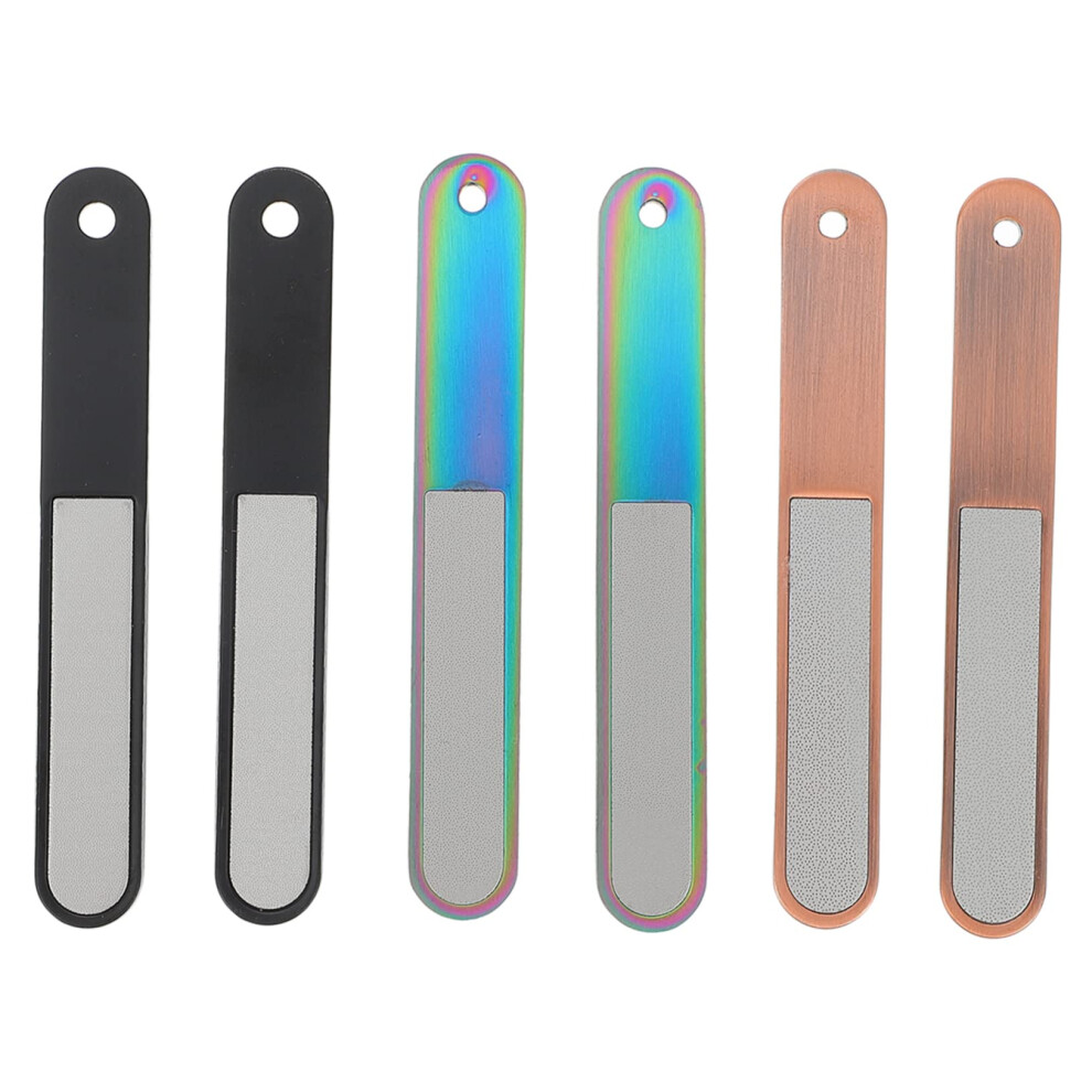 6pcs Stainless Steel Nail Files Set for Acrylic Nails Black and Rainbow Finish Salon Quality
