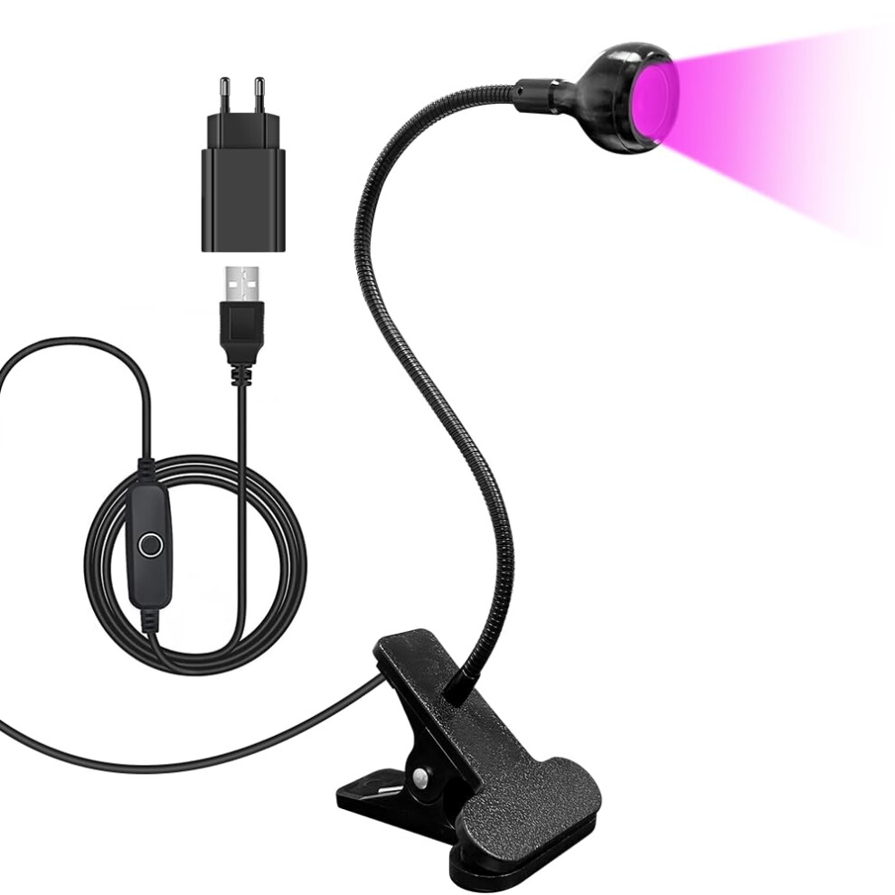 Black Uv Nail Lamp 5W Gel Nail Dryer With Usb Powered Adjustable Clip For Fast Gel Curing
