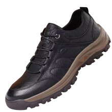 Men's Leather Hiking Shoes Waterproof NonSlip Outdoor Trekking Wide Fit Black Size 7 UK