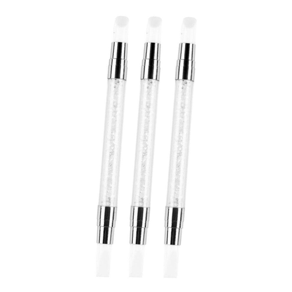 3pcs Double Head Nail Art Brush Pen with Soft Silicone Tips for Gel Sculpting and Precise Carving
