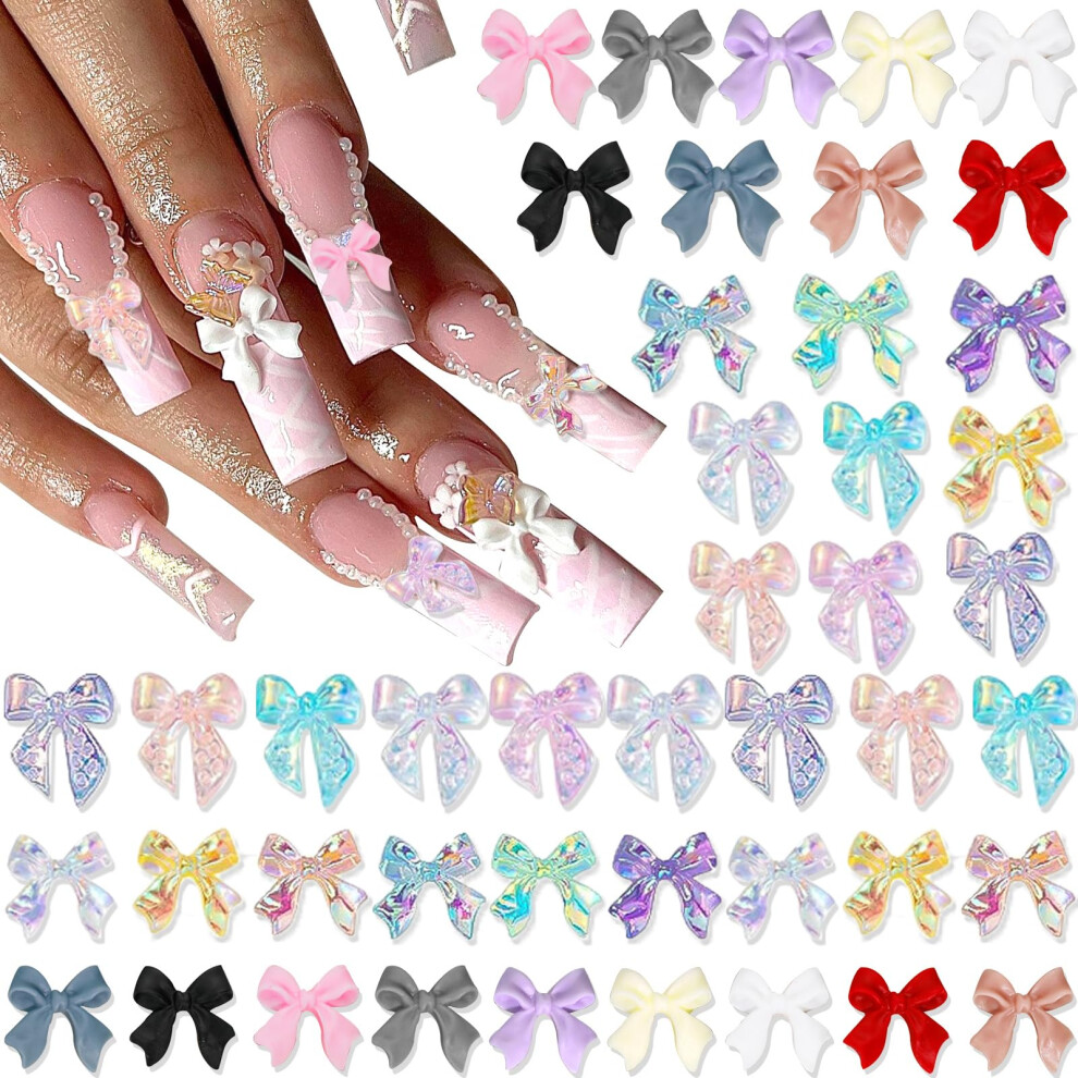 300pcs Mixed Color 3D Resin Bowknot Nail Art Charms for Acrylic Nails Decorations