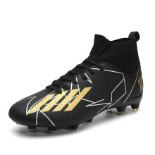 (HXH-2501H-C-Black, 44) Men's Soccer Shoes Low Top TF/FG Anti Slip Football Boots Outdoor Grass Adult Professional Training Soccer Sneakers