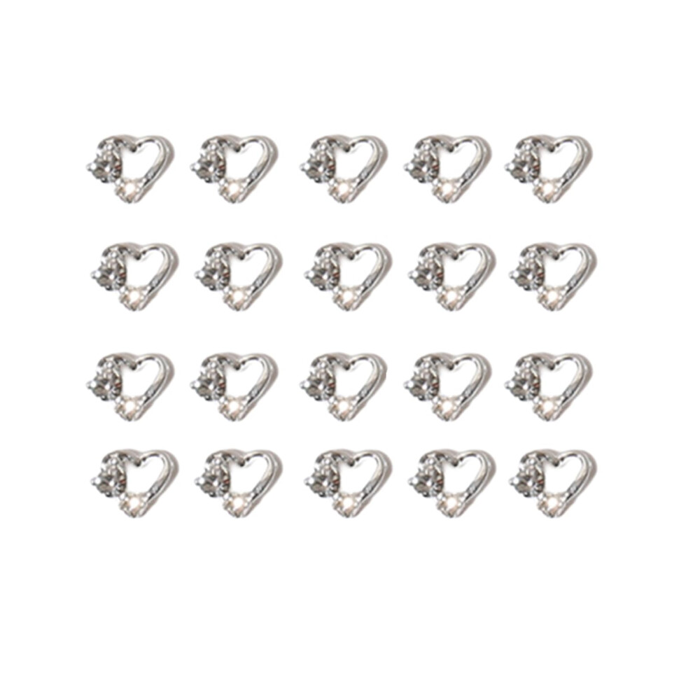 Nail Art Decorations 20pcs Sparkling 3D Alloy Heart Bowknot Charms for SalonStyle Manicure