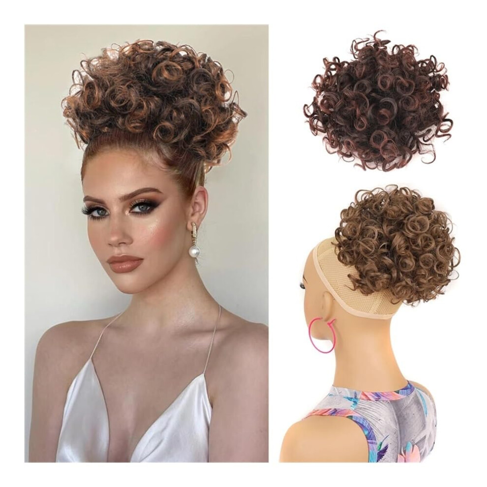 Unisex Gold Messy Bun Hair Piece For Women Synthetic Loose Wave Hair Bun Extension For Instant Updo