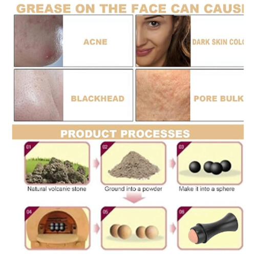 Volcanic Face Roller Stone Remover Reusable Oil Control Stick Pink 2