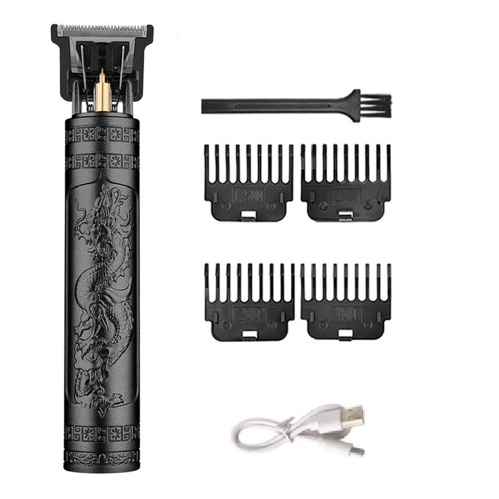 Black Hair Clippers For Men With Precise Rotary Motor, Low Noise, Fast Charging, Vintage T9 Cordless Trimmer