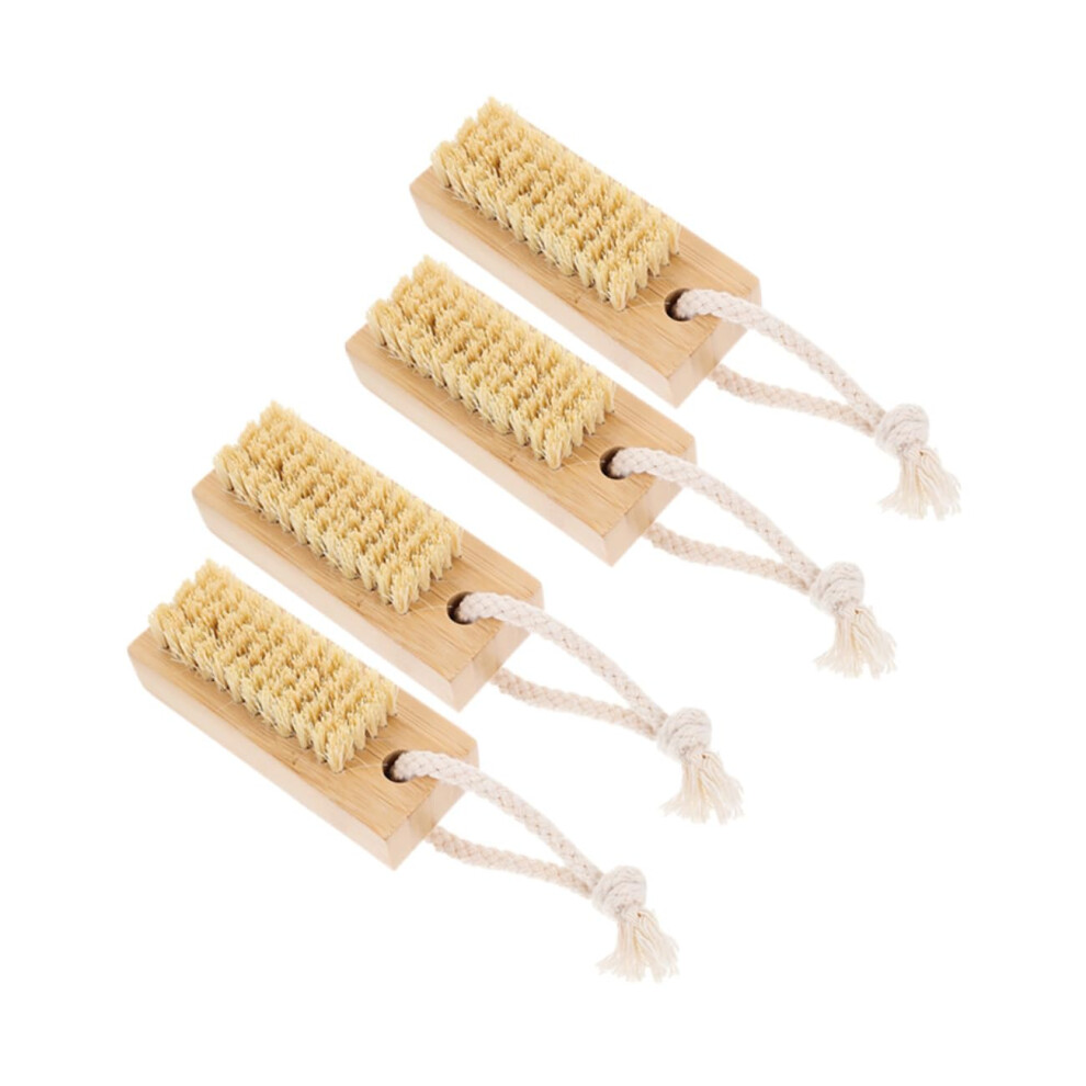 Nail Cleaning Brush Set with Natural Sisal Bristles for Deep Hand Nail Scrubbing 4 Pack