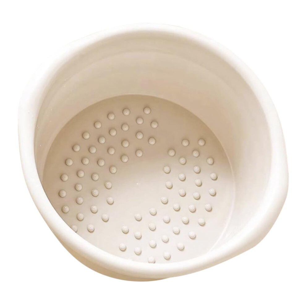 Cream Foot Spa Tub For Home Relaxation, Durable Foot Soak Bucket, Compact Lightweight Design