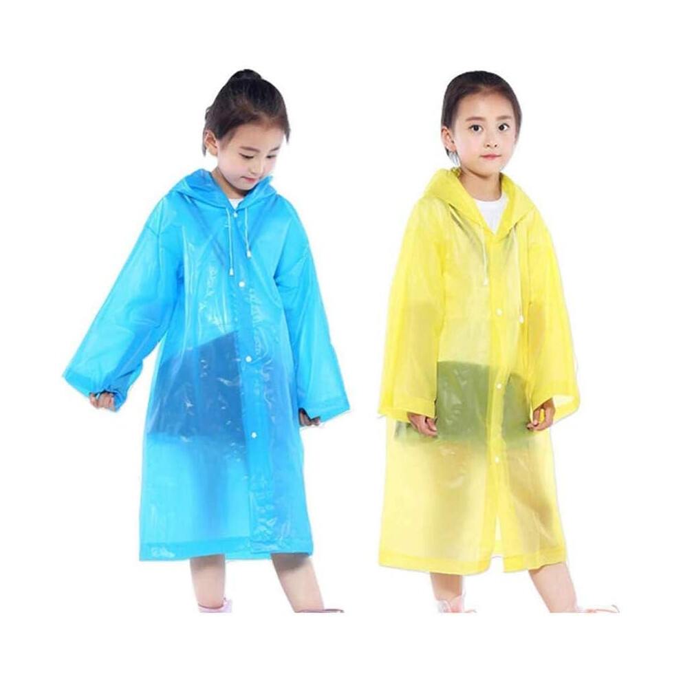 Large Hood Rain Ponchos For Kids, Emergency Raincoats With Tear Resistant Eva Material, Reusable Lightweight Long Sleeves Jacket, Foldable Waterproof 9175034066214